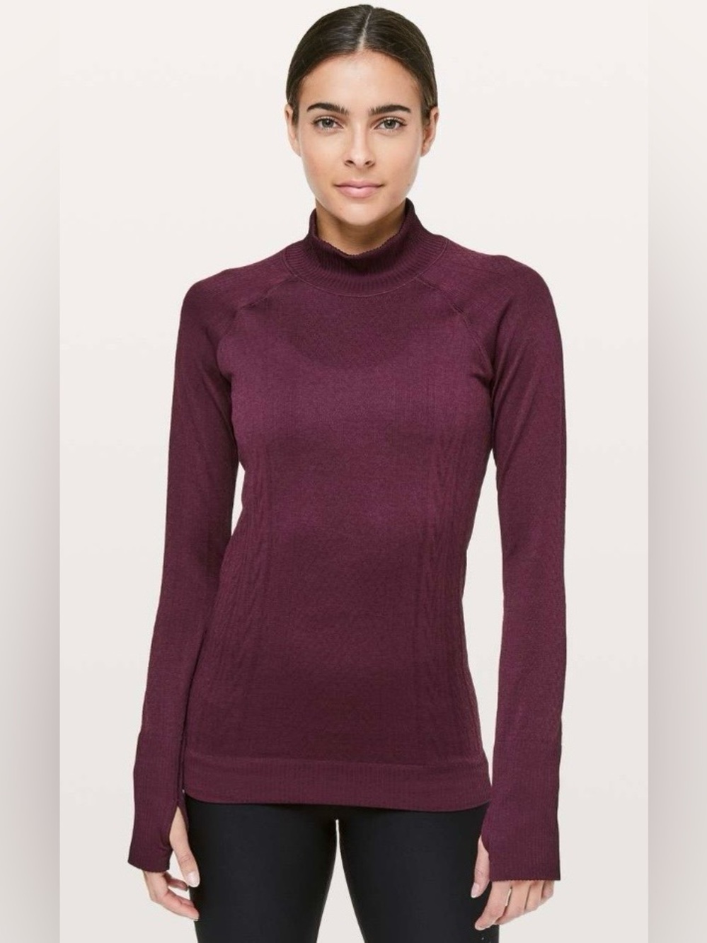 Lululemon Rest Less Mock Neck Long Sleeve Top Plum Size 8?